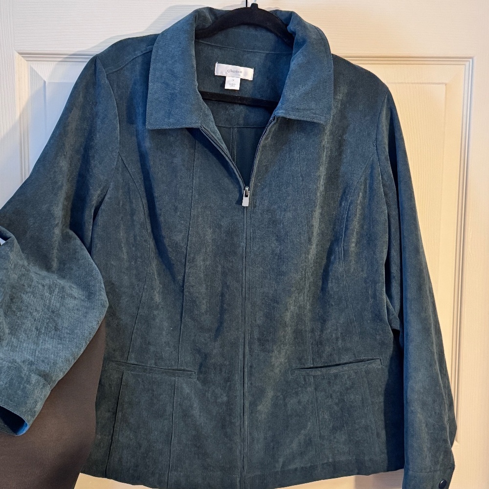Cj Banks Jacket Full Zip 1X Dark Green